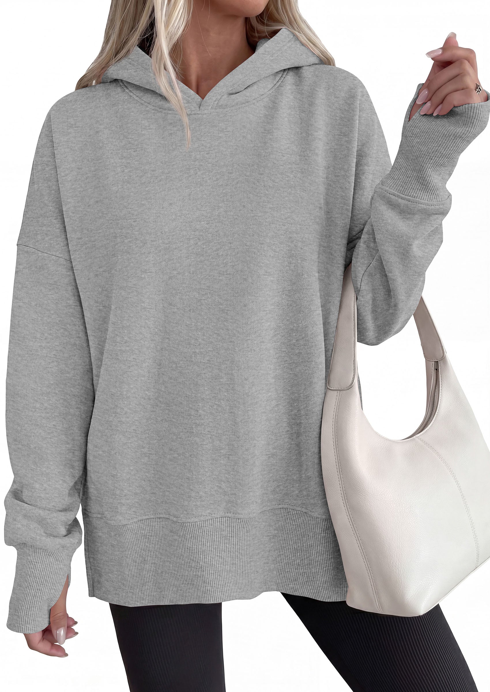 PRETTYGARDEN Womens Oversized Hoodies Side Slit Sweatshirts | Fall Fashion 2026 Trendy Outfits, Thumbholes & Unique Center Seam, Comfort Drop Shoulder Pullover, Chic Tunic for Leggings