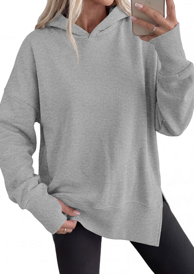 PRETTYGARDEN Womens Oversized Hoodies Side Slit Sweatshirts | Fall Fashion 2026 Trendy Outfits, Thumbholes & Unique Center Seam, Comfort Drop Shoulder Pullover, Chic Tunic for Leggings