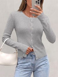 PRETTYGARDEN Fall Fitted Cardigan Sweaters for Women Button Down  | Basic Crewneck Long Sleeve Sweater Tops, Ribbed Trim, Slim Fit, Open Front, Daily Wear, Work, Date, Travel, Fashion Clothing