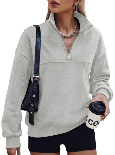 PRETTYGARDEN Women's Quarter Zip Fleece Pullover Sweatshirts | Oversized Half Zip Sweatshirt with Collar, Fleece Jacket, Trendy Long Sleeve Pullover Tops, Y2k Fashion Fall Outfits 2026