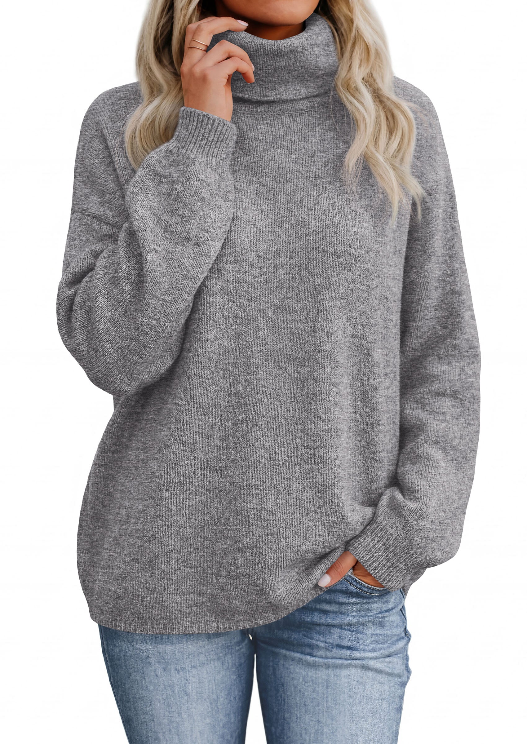 PRETTYGARDEN Women's Winter Turtleneck Sweaters Oversized Warm Pullover  Cozy Chunky Knit Sweater, Long Sleeve Tunic, Loose Fit Dressy Casual Tops, Trendy Fall Fashion Clothing, Holiday Outfits