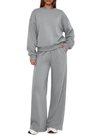 PRETTYGARDEN 2 Piece Lounge Sets for Women Casual Sweatsuits | Soft Stretchy,Drop Shoulder Crew Neck Sweatshirt & Wide Leg Pants,Workout Airport Matching Set Tracksuit,Fall Winter Outfits