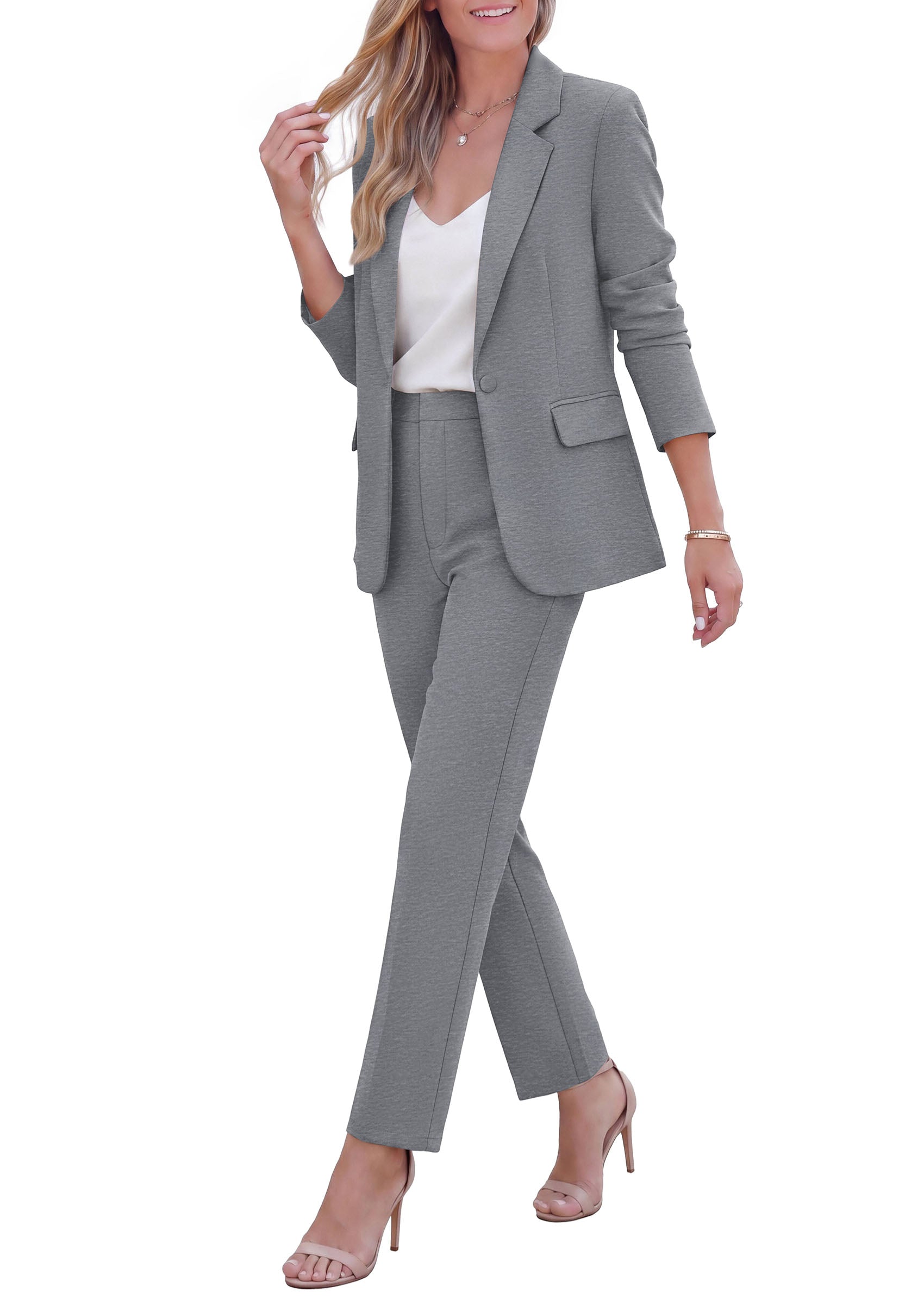 PRETTYGARDEN Two Piece Sets for Women Dressy Pant Suits | Lapel Blazer,Straight Leg Dress Pants,Professional Interview Suit Set,Business Casual Outfits,Office Work Clothes,Fall Winter