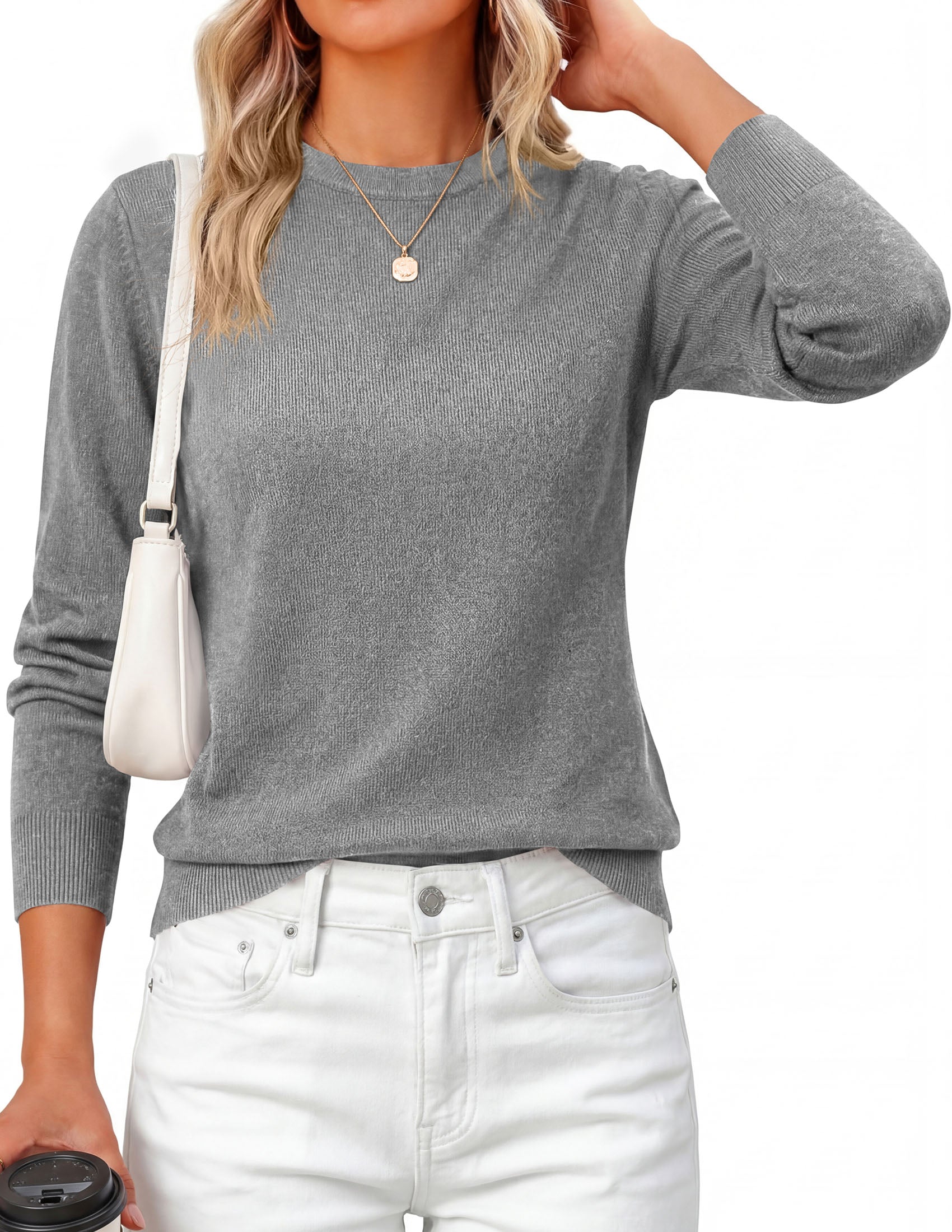 PRETTYGARDEN Womens Fall Basic Long Sleeve Sweater | Soft Knit Fabric, Classic Crew Neck Sweaters, Loose Fit Sweater, Casual Going Out Outfits, 2026 Winter Trendy Clothes