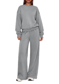 PRETTYGARDEN 2 Piece Lounge Sets for Women Casual Sweatsuits | Soft Stretchy,Drop Shoulder Crew Neck Sweatshirt & Wide Leg Pants,Workout Airport Matching Set Tracksuit,Fall Winter Outfits