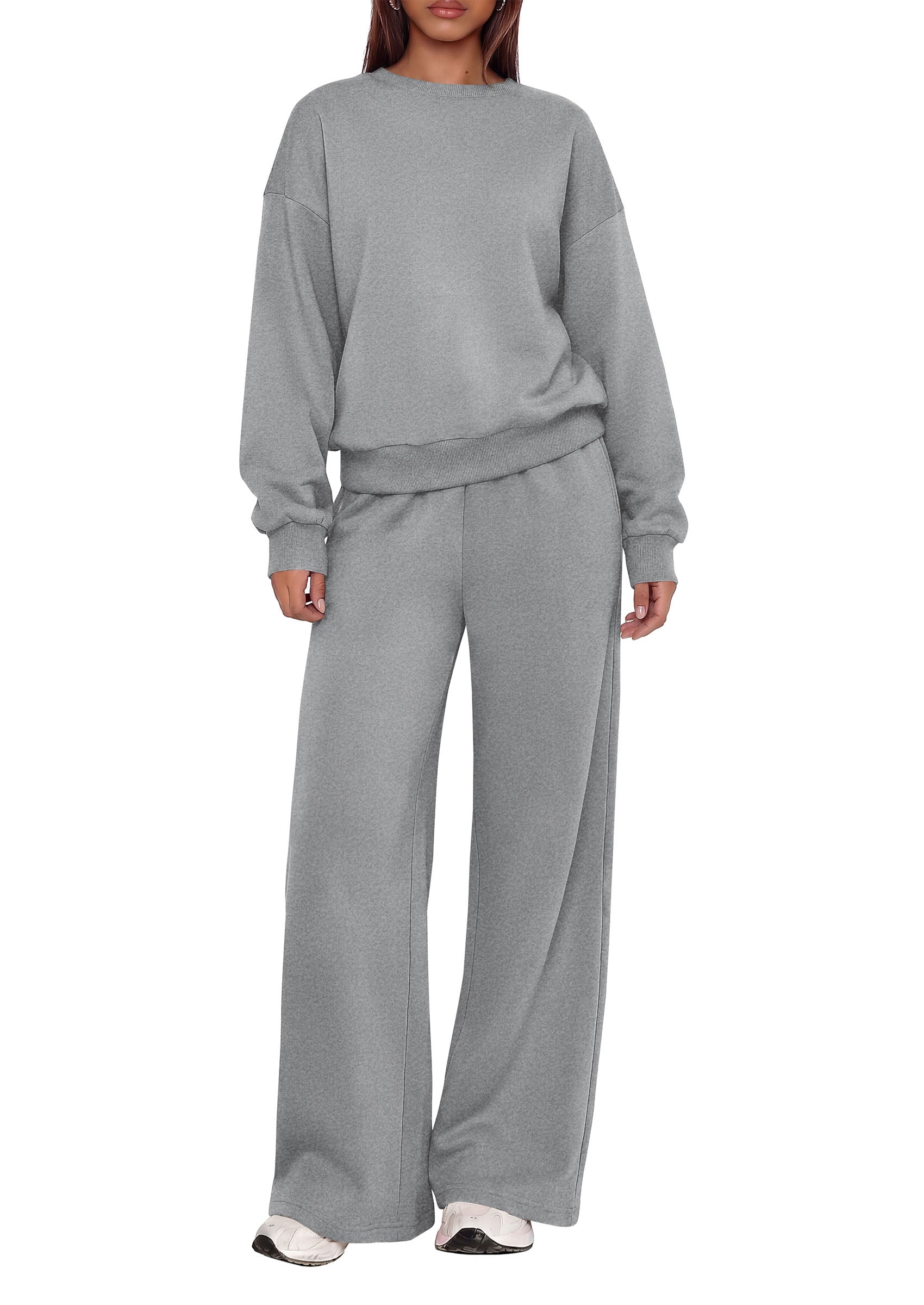 PRETTYGARDEN 2 Piece Lounge Sets for Women Casual Sweatsuits | Soft Stretchy,Drop Shoulder Crew Neck Sweatshirt & Wide Leg Pants,Workout Airport Matching Set Tracksuit,Fall Winter Outfits