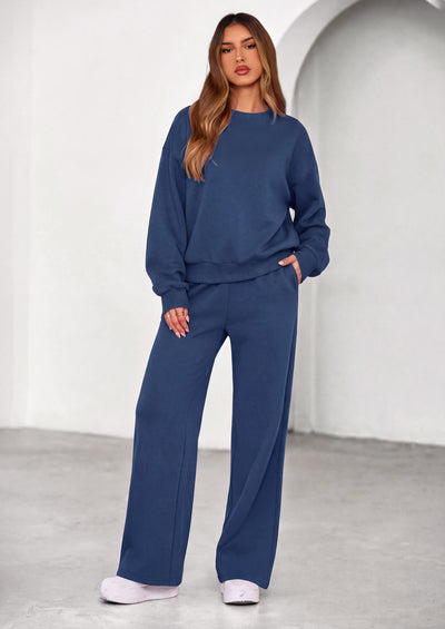 PRETTYGARDEN 2 Piece Lounge Sets for Women Casual Sweatsuits | Soft Stretchy,Drop Shoulder Crew Neck Sweatshirt & Wide Leg Pants,Workout Airport Matching Set Tracksuit,Fall Winter Outfits
