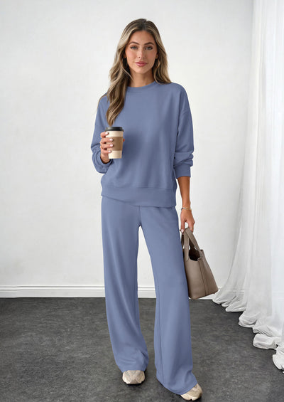 PRETTYGARDEN Womens 2 Piece Outfits Fall Sweatsuits Matching Lounge Sets  | Crewneck Long Sleeve Sweatshirt, Wide Leg Pants Sets with Pockets & Drawstring, Casual Tracksuit, Travel Airport Outfits 2026
