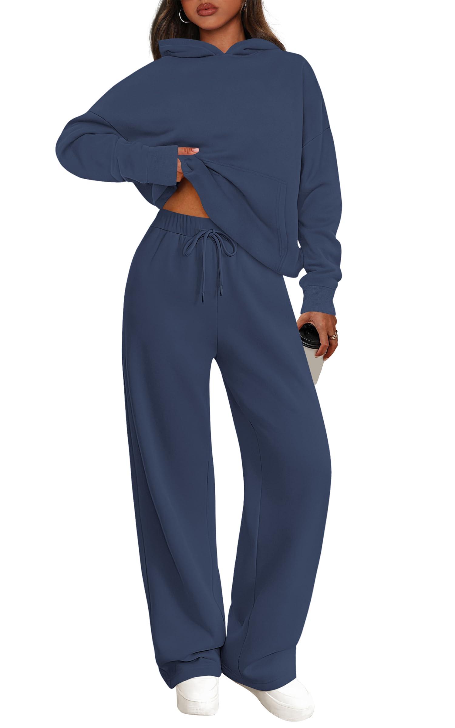 PRETTYGARDEN Women's 2 Piece Outfits Fall Sweatsuits Oversized Hoodies Wide Leg Sweatpants Tracksuits Lounge Matching Sets PRETTYGARDEN