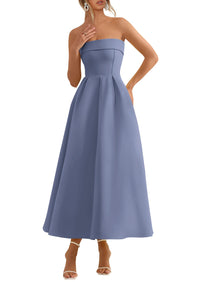 PRETTYGARDEN Cocktail Dresses for Women Summer Formal Elegant Tube Top Strapless Spring Wedding Guest Party Midi Dress PRETTYGARDEN