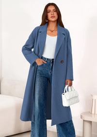 PRETTYGARDEN Womens Winter Coats Trendy Long Sleeve Notch Lapel Button Long Jackets Casual Oversized Vacation Outfits