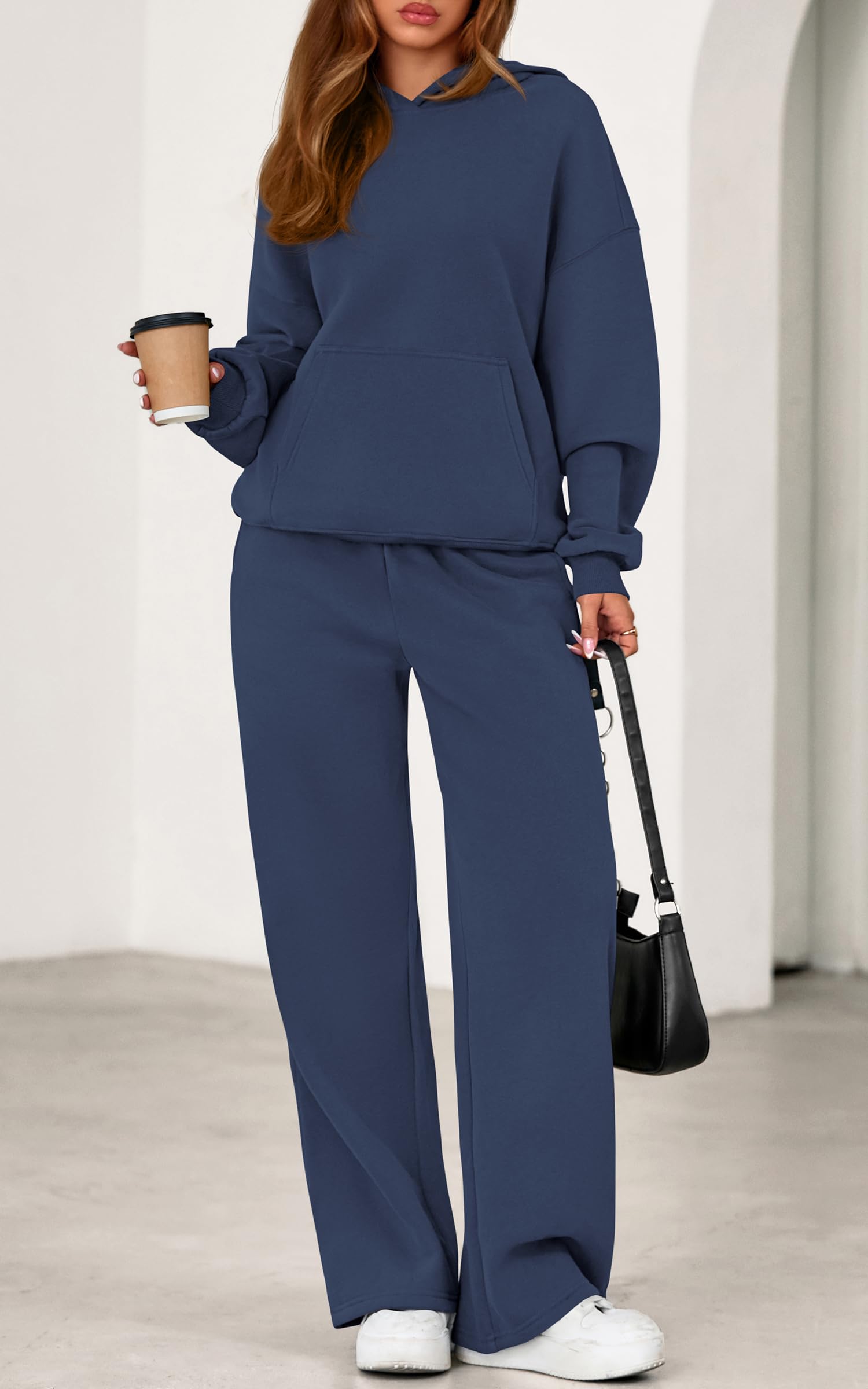 PRETTYGARDEN Women's 2 Piece Outfits Fall Sweatsuits Oversized Hoodies Wide Leg Sweatpants Tracksuits Lounge Matching Sets PRETTYGARDEN