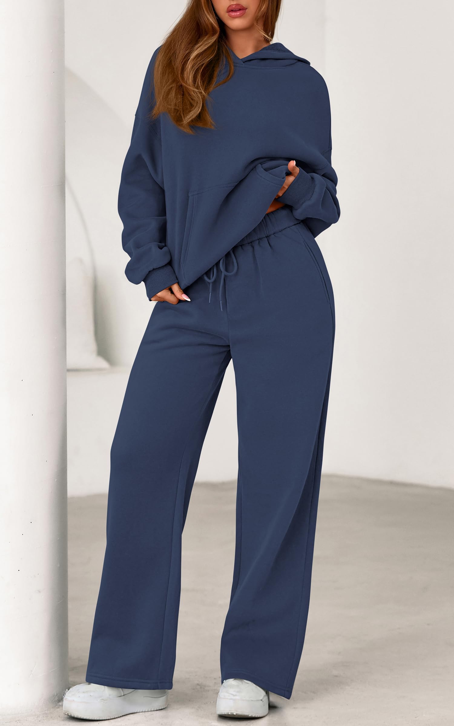 PRETTYGARDEN Women's 2 Piece Outfits Fall Sweatsuits Oversized Hoodies Wide Leg Sweatpants Tracksuits Lounge Matching Sets PRETTYGARDEN