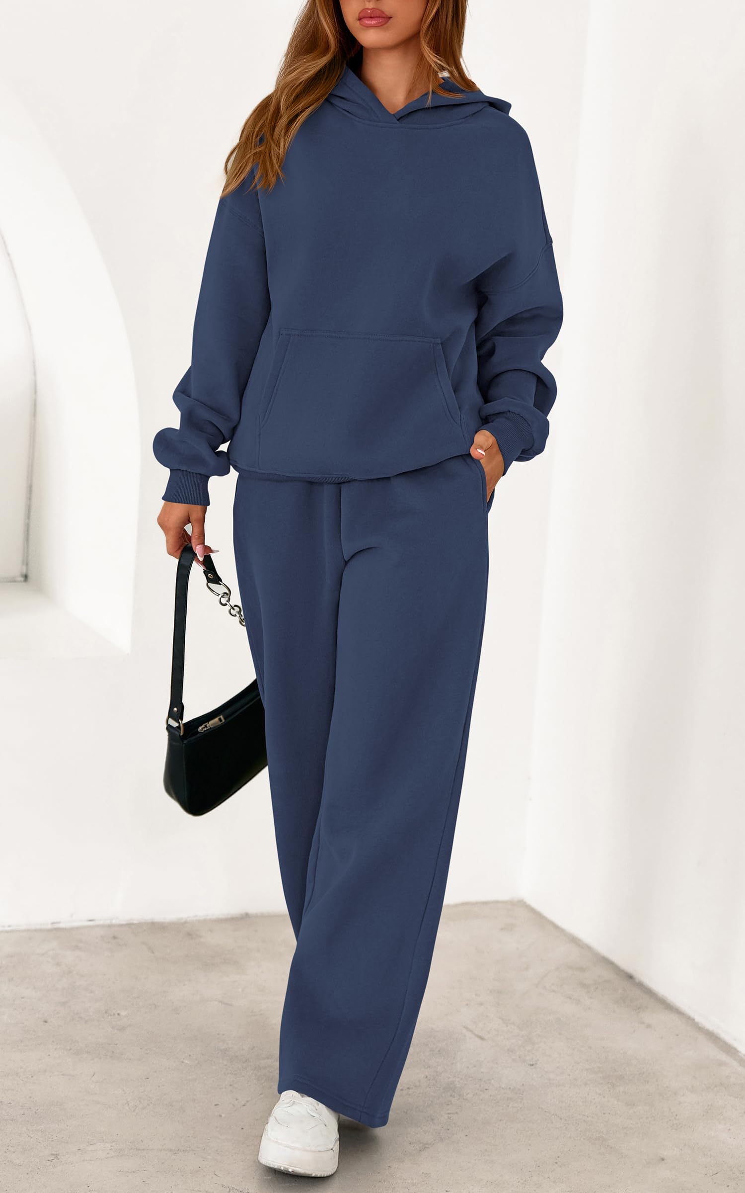 PRETTYGARDEN Women's 2 Piece Outfits Fall Sweatsuits Oversized Hoodies Wide Leg Sweatpants Tracksuits Lounge Matching Sets PRETTYGARDEN