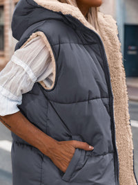 PRETTYGARDEN Womens Fall Reversible Vests Sleeveless Fleece Jacket Zip Up Hoodie Pockets Long Warm Winter Coat Outerwear