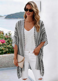 PRETTYGARDEN Summer Kimonos for Women Boho Floral Short Sleeve Kimono Cardigans Swimsuit Beach Cover Ups for Women Swimwear PRETTYGARDEN