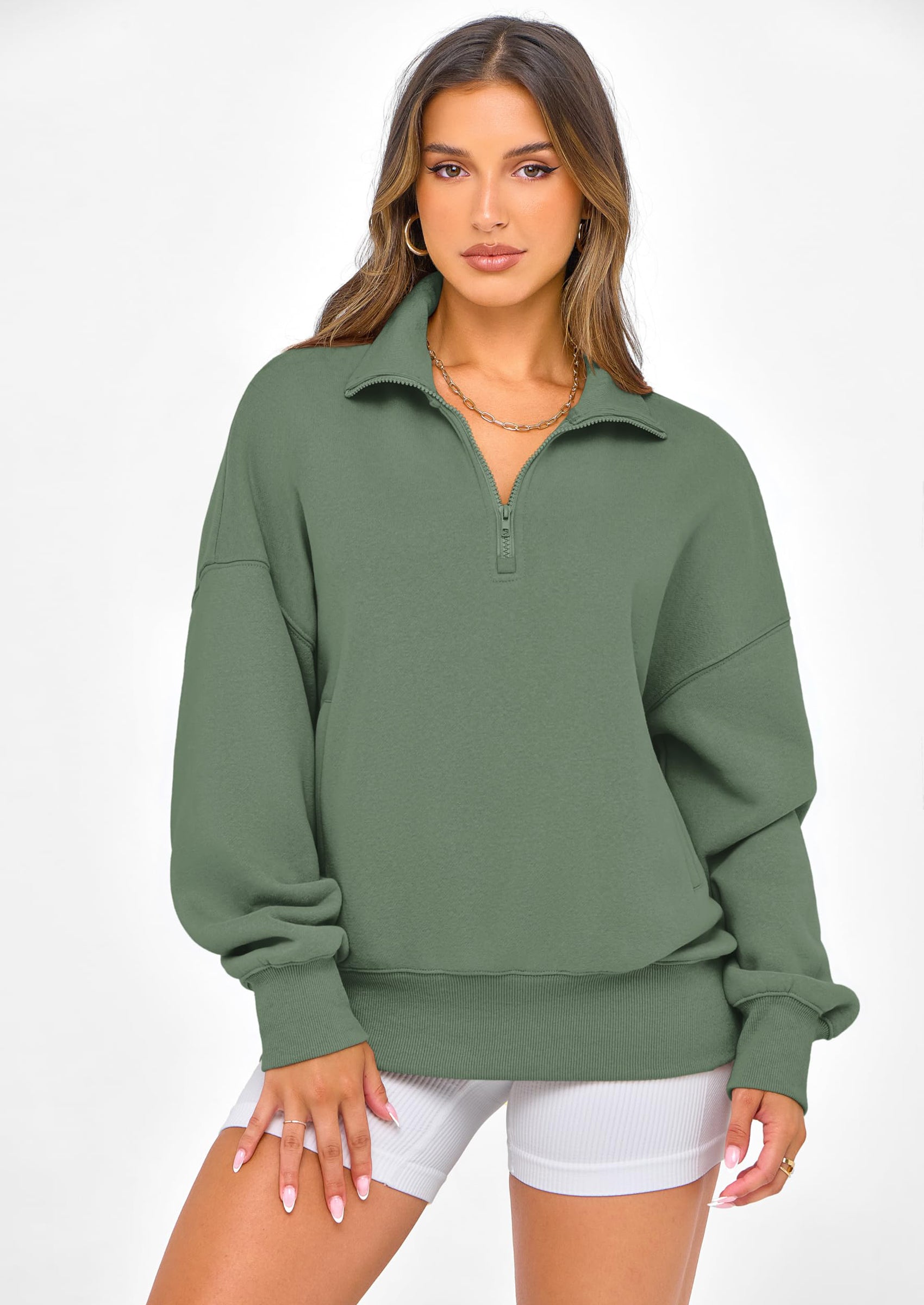 PRETTYGARDEN Womens Half Zip Oversized Sweatshirts Fleece Hoodies Trendy Long Sleeve Pullover Tops Y2k Spring Outfits