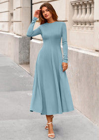 PRETTYGARDEN Women's Fall Long Sleeve Midi Dress Casual Elegant Ruffle Flowy A Line Swing Cocktail Party Dresses