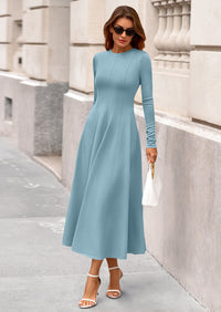 PRETTYGARDEN Women's Fall Long Sleeve Midi Dress Casual Elegant Ruffle Flowy A Line Swing Cocktail Party Dresses