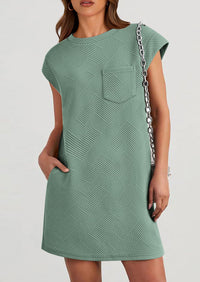 PRETTYGARDEN Women's Summer Short T Shirt Dress Cap Sleeve Crew Neck Casual Loose Basic Mini Dresses