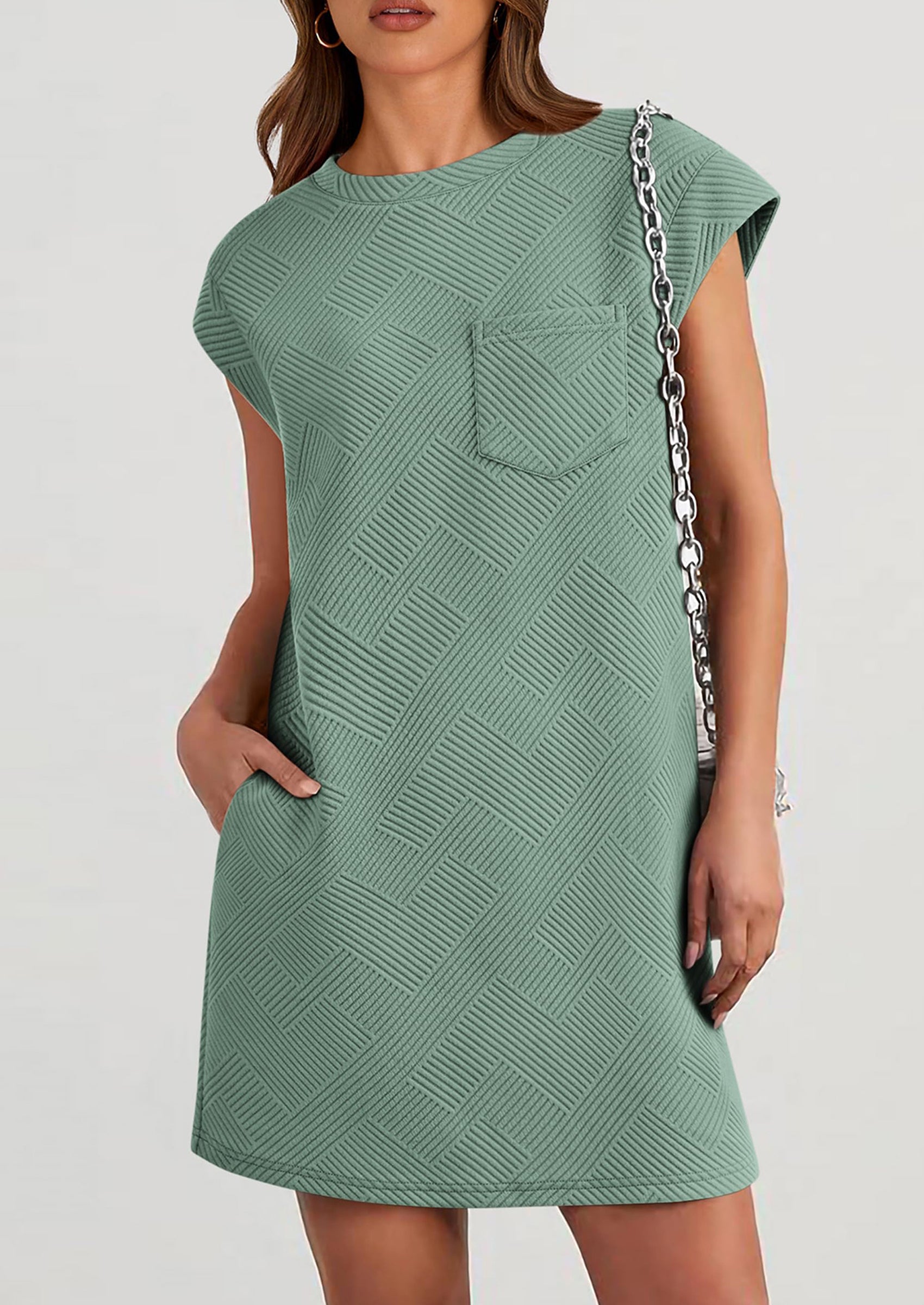 PRETTYGARDEN Women's Summer Short T Shirt Dress Cap Sleeve Crew Neck Casual Loose Basic Mini Dresses