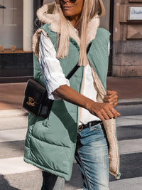 PRETTYGARDEN Womens Fall Reversible Vests Sleeveless Fleece Jacket Zip Up Hoodie Pockets Long Warm Winter Coat Outerwear