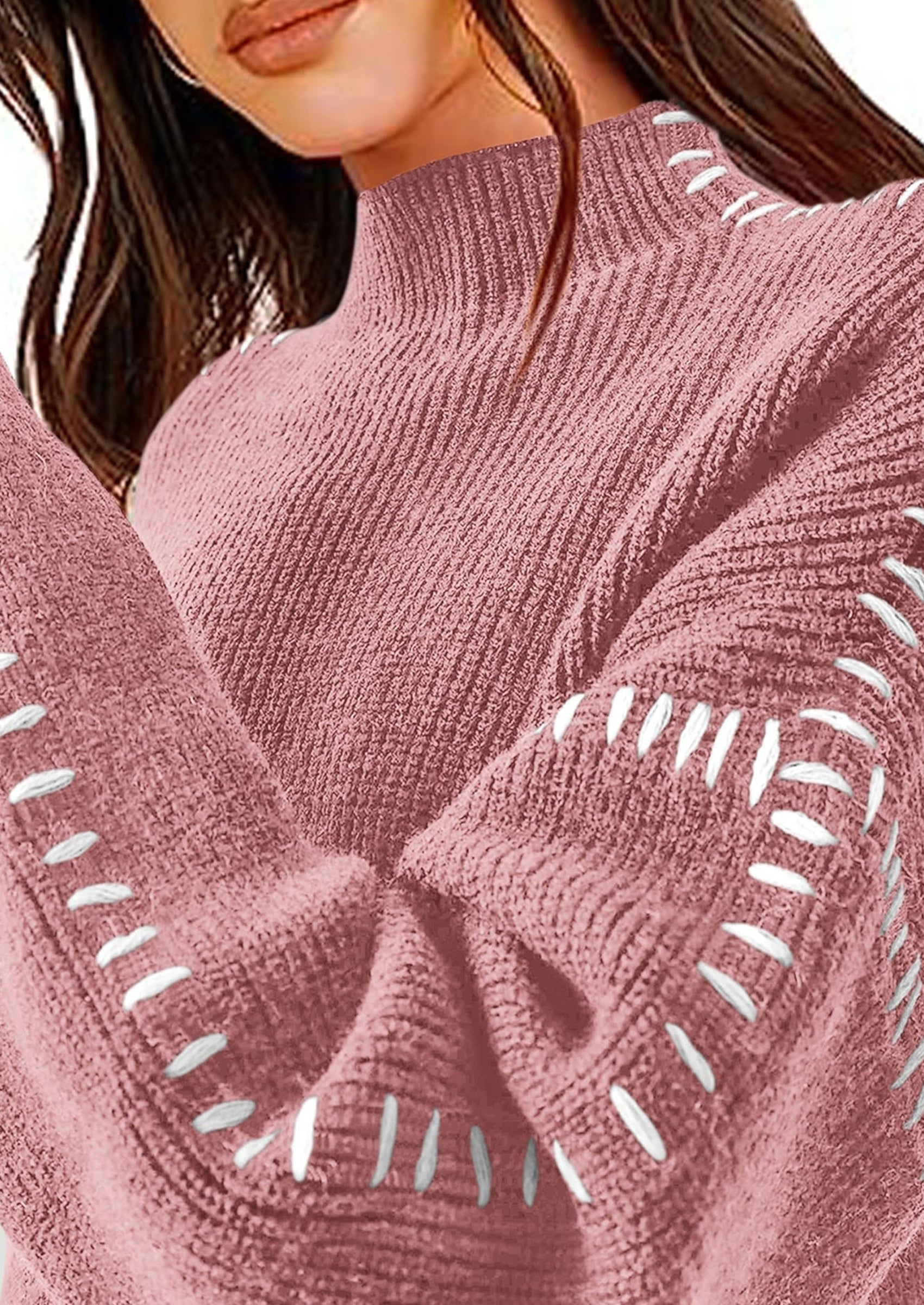 PRETTYGARDEN Women's Chunky Knit Sweaters Fall Long Sleeve Mock Neck Oversized Pullover Tops Winter Fashion Clothes