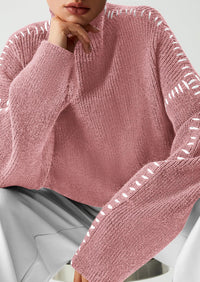 PRETTYGARDEN Women's Chunky Knit Sweaters Fall Long Sleeve Mock Neck Oversized Pullover Tops Winter Fashion Clothes