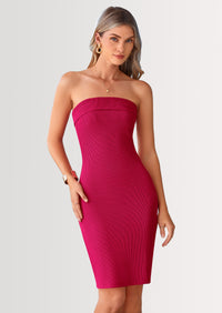 PRETTYGARDEN Tube Spring Dresses for Women Strapless Off Shoulder Ribbed Knit Bodycon Mini Summer Wedding Guest Dress