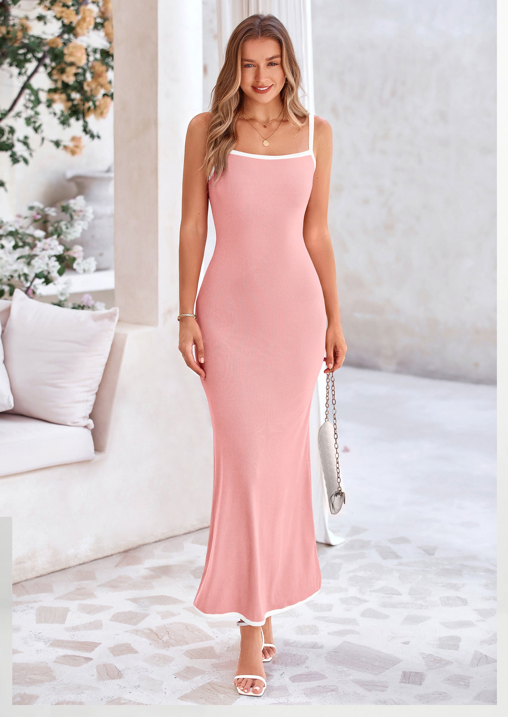PRETTYGARDEN Spring Dresses for Women Summer Resort Wear Sexy Bodycon Sundress Spaghetti Strap Vacation Maxi Dress