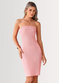 PRETTYGARDEN Tube Spring Dresses for Women Strapless Off Shoulder Ribbed Knit Bodycon Mini Summer Wedding Guest Dress