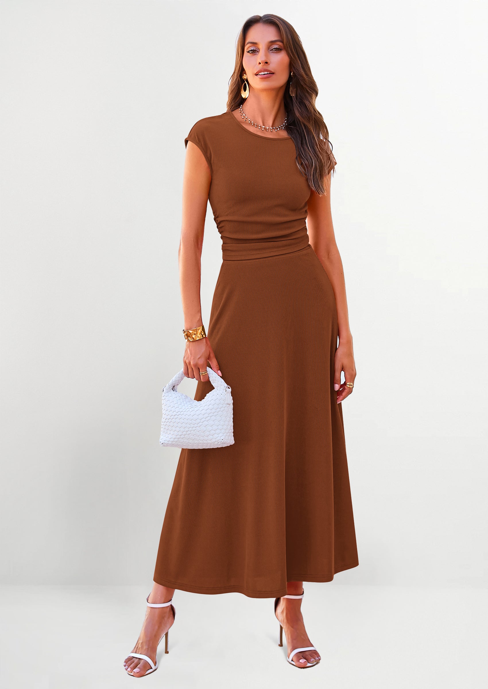 PRETTYGARDEN Summer Two Piece Skirt Set for Women Dressy Casual Knit Matching Travel Spring Vacation Lounge Outfits