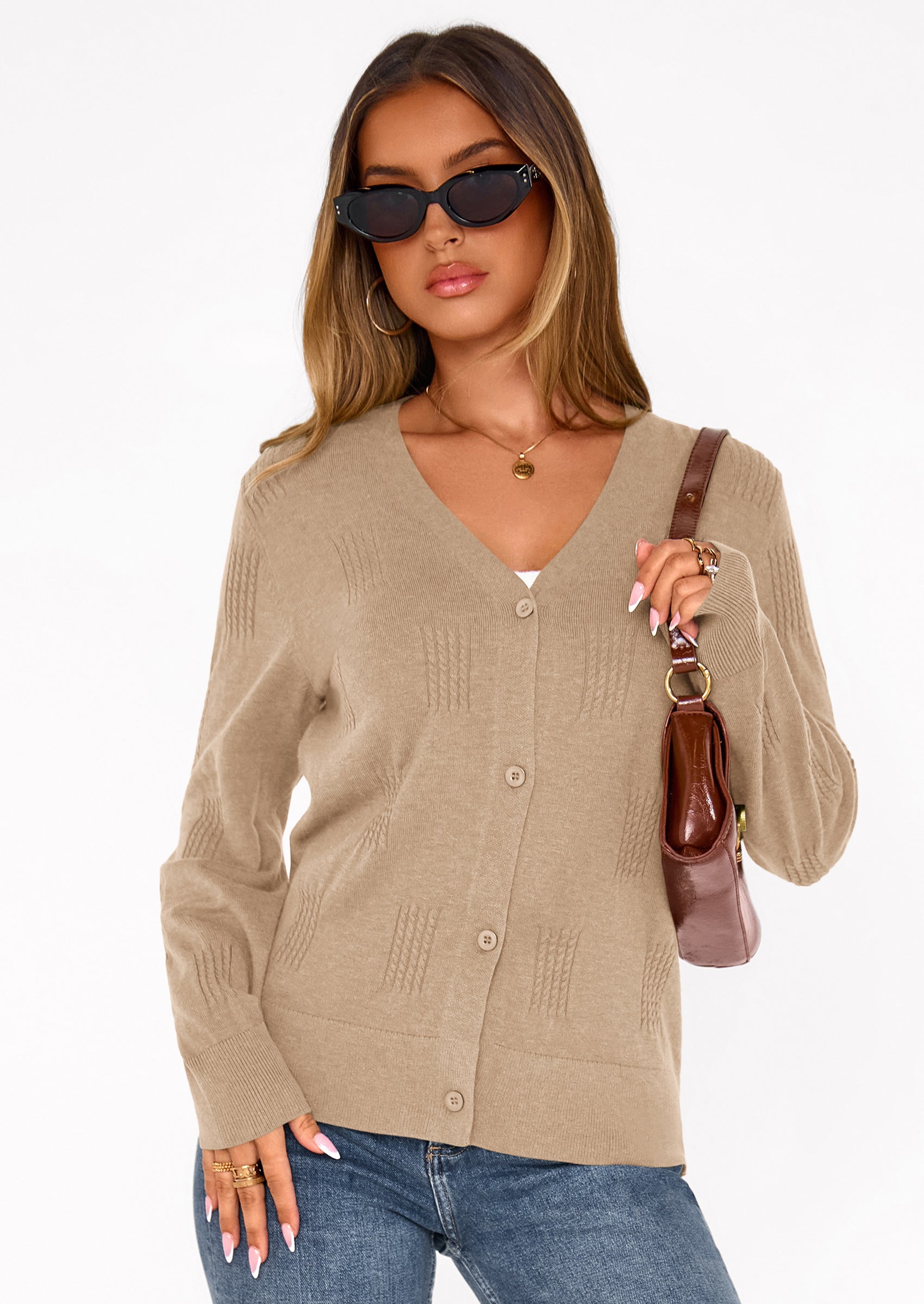 PRETTYGARDEN Women's Soft Winter Cardigan Sweaters Lightweight Knit Button Up Shrug Fall Sweater Tops PRETTYGARDEN