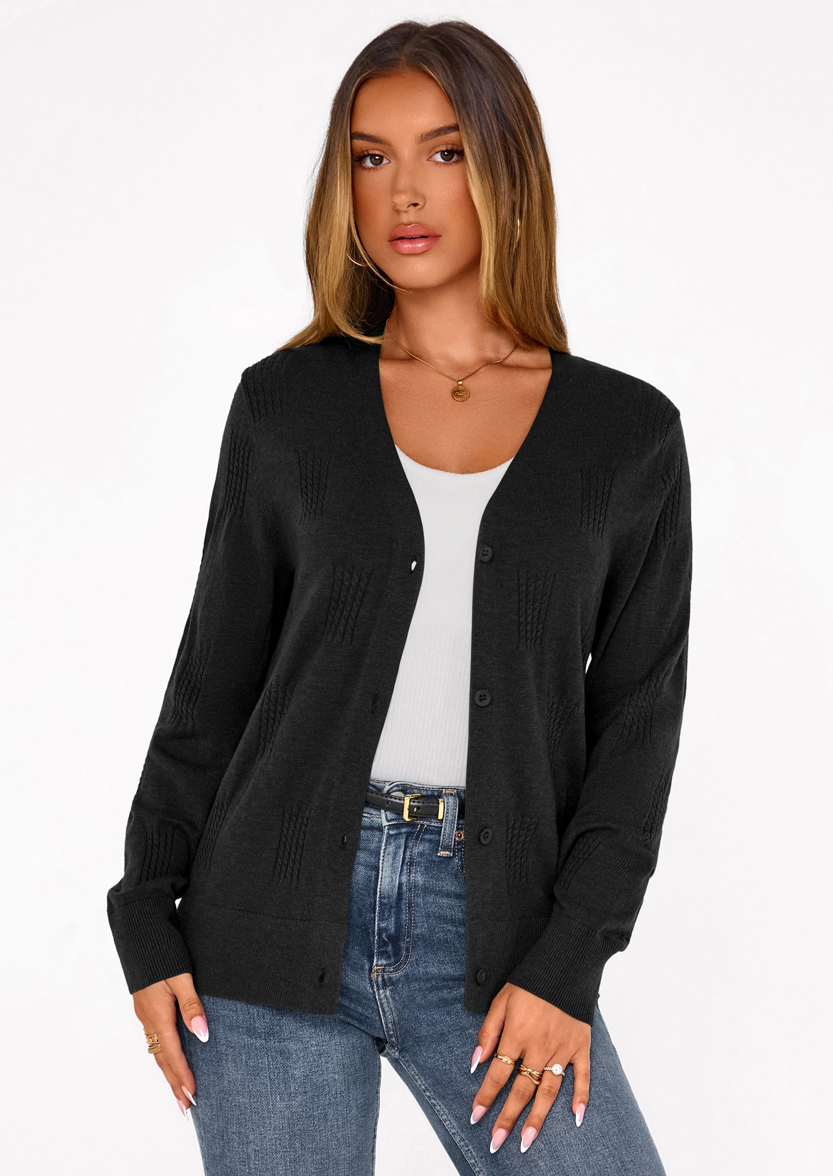 PRETTYGARDEN Women's Soft Winter Cardigan Sweaters Lightweight Knit Button Up Shrug Fall Sweater Tops PRETTYGARDEN