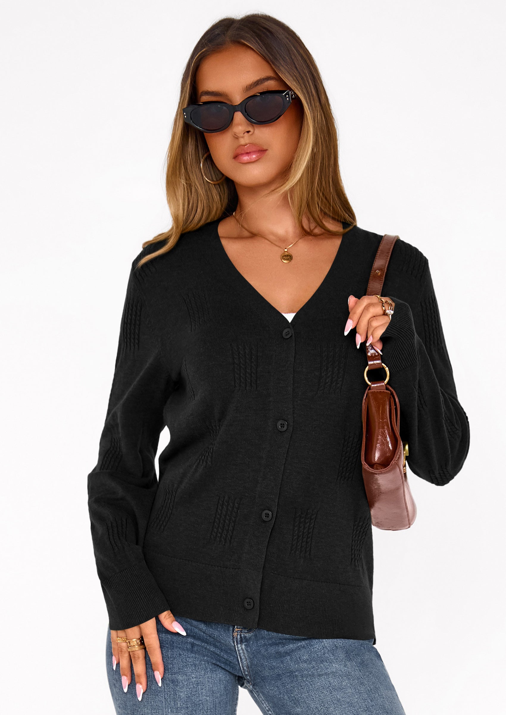 PRETTYGARDEN Women's Soft Winter Cardigan Sweaters Lightweight Knit Button Up Shrug Fall Sweater Tops PRETTYGARDEN