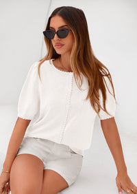 PRETTYGARDEN Puff Short Sleeve Cardigans for Women Lightweight Summer Shirts Button Up Knit Sweater Tops Spring Clothes PRETTYGARDEN