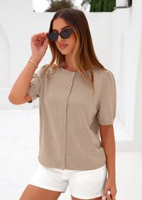 PRETTYGARDEN Puff Short Sleeve Cardigans for Women Lightweight Summer Shirts Button Up Knit Sweater Tops Spring Clothes PRETTYGARDEN