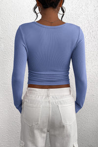 PRETTYGARDEN Women's Spring Fall Long Sleeve Henley T Shirts Button Ribbed Knit Slim Fit Casual Basic Tops Blouse