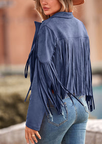 PRETTYGARDEN Women's Fringe Faux Suede Leather Jackets Fashion Tassel Motorcycle Cropped Coats