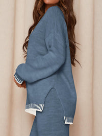 PRETTYGARDEN Women's 2 Piece Knit Sweater Outfit Casual Long Sleeve Pullover Wide Leg Pants Tracksuit Loungewear Set PRETTYGARDEN