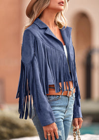 PRETTYGARDEN Women's Fringe Faux Suede Leather Jackets Fashion Tassel Motorcycle Cropped Coats