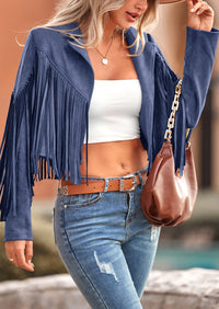 PRETTYGARDEN Women's Fringe Faux Suede Leather Jackets Fashion Tassel Motorcycle Cropped Coats