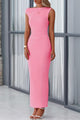 Women's Summer Formal Maxi Dresses Sleeveless One Shoulder Bodycon Ruched Slit Mesh Wedding Guest Cocktail Dress