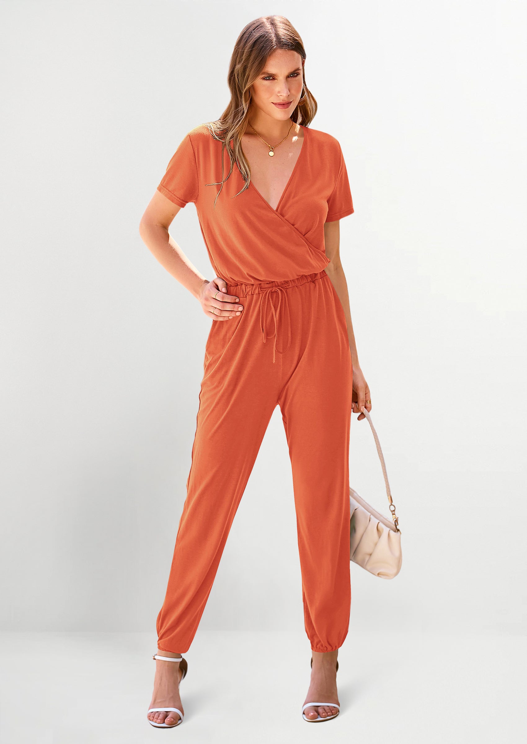 PRETTYGARDEN Jumpsuits for Women Dressy Summer Casual Short Sleeve Romper Spring Airport Beach Vacation Travel Outfits