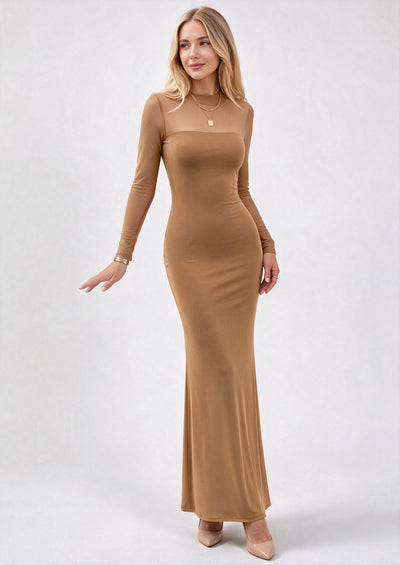 PRETTYGARDEN Women's Formal Mesh Sheer Long Sleeve Maxi Dress | Slimming Mermaid Bodycon Long Dresses, Sexy Elegant Wedding Guest Cocktail Holiday Party Dress, Fall Date Night Outfits