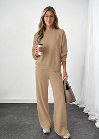 PRETTYGARDEN Womens 2 Piece Outfits Fall Sweatsuits Matching Lounge Sets  | Crewneck Long Sleeve Sweatshirt, Wide Leg Pants Sets with Pockets & Drawstring, Casual Tracksuit, Travel Airport Outfits 2026