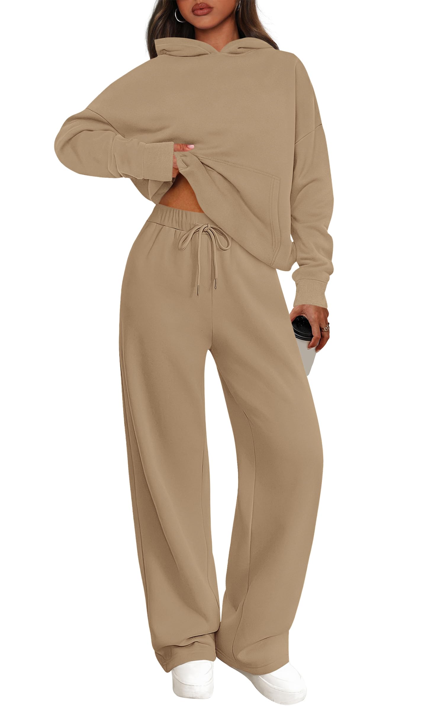 PRETTYGARDEN Women's 2 Piece Outfits Fall Sweatsuits Oversized Hoodies Wide Leg Sweatpants Tracksuits Lounge Matching Sets PRETTYGARDEN