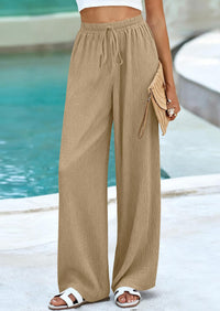 PRETTYGARDEN Womens Summer Elastic Waist Textured Flowy Palazzo Pants for Women Casual Wide Leg Pants Woman with Pockets PRETTYGARDEN