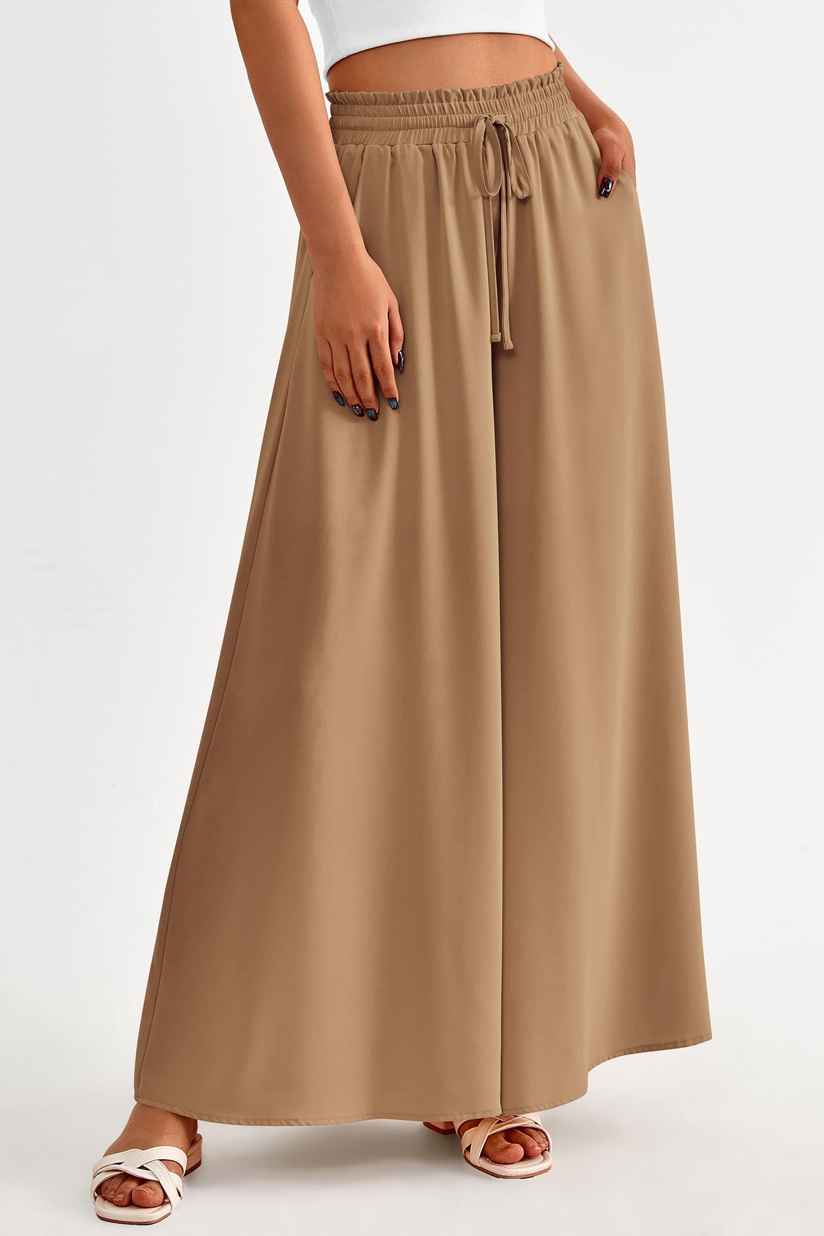 Summer Wide Leg High Waisted Flowy Pockets Palazzo Pants