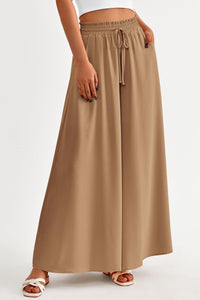 Wide Leg High Waisted Flowy Pockets Palazzo Pants